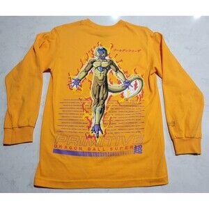 Primitive Skate x Dragon Ball Z Super Golden Frieza Shirt Small Yellow NWOT